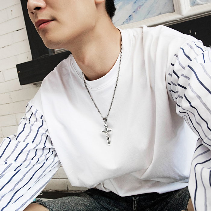 Colier inox crucifix 55 cm [2]