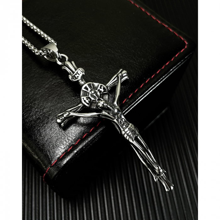 Colier inox crucifix 55 cm [3]