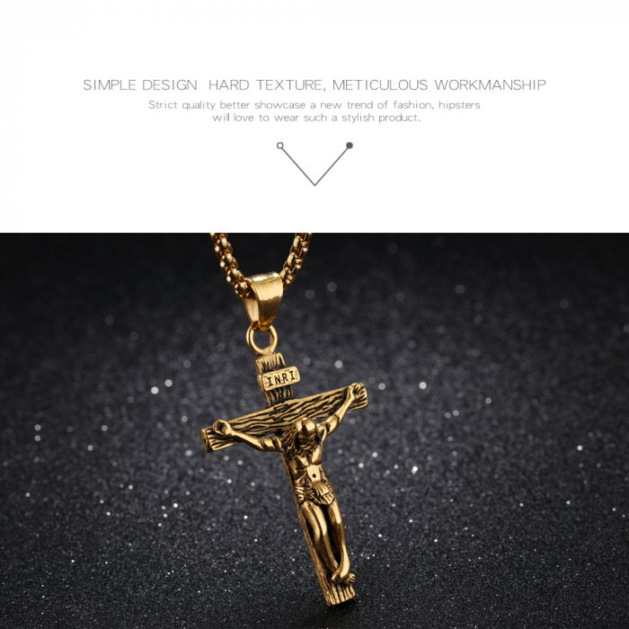 Colier inox crucifix 60 cm [8]