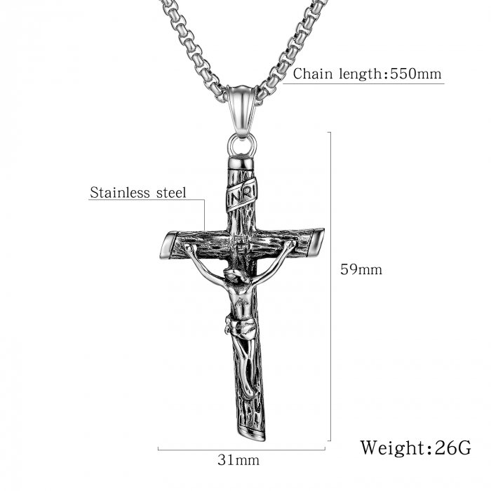 Colier inox crucifix 55 cm [7]