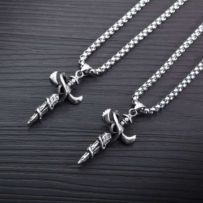 Colier inox cu Spada si Aripi de Inger [5]