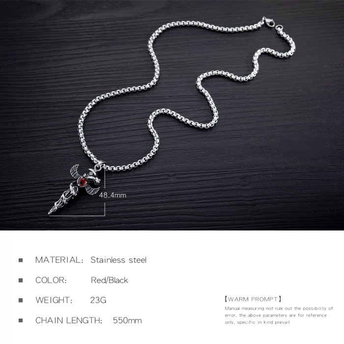 Colier inox cu Spada si Aripi de Inger [6]