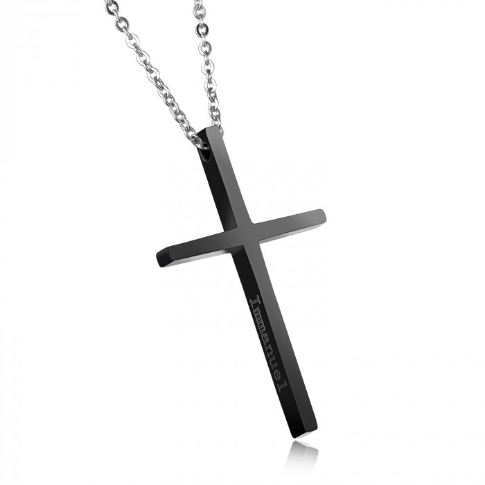 Colier inox cu cruce neagra Immanuel [1]