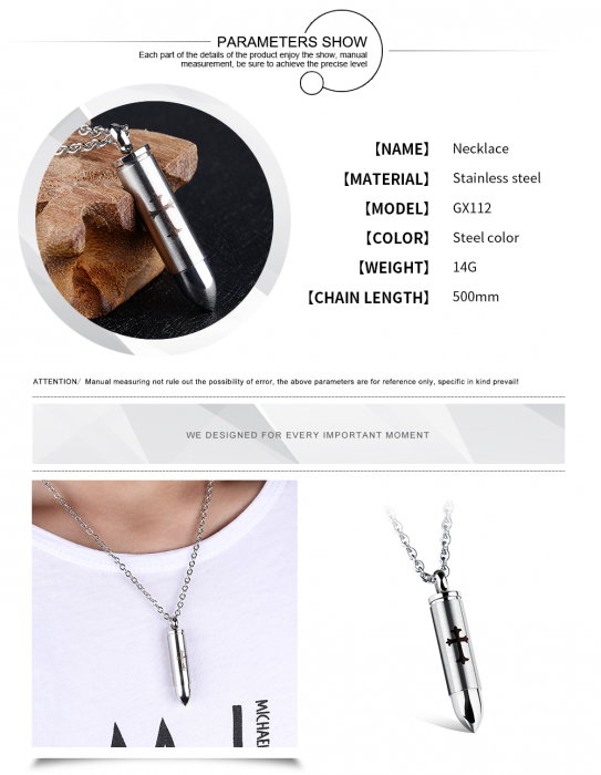 Colier inox cu glont [7]