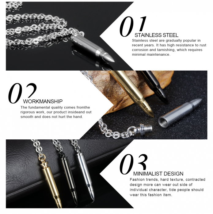 Colier inox cu glont [5]