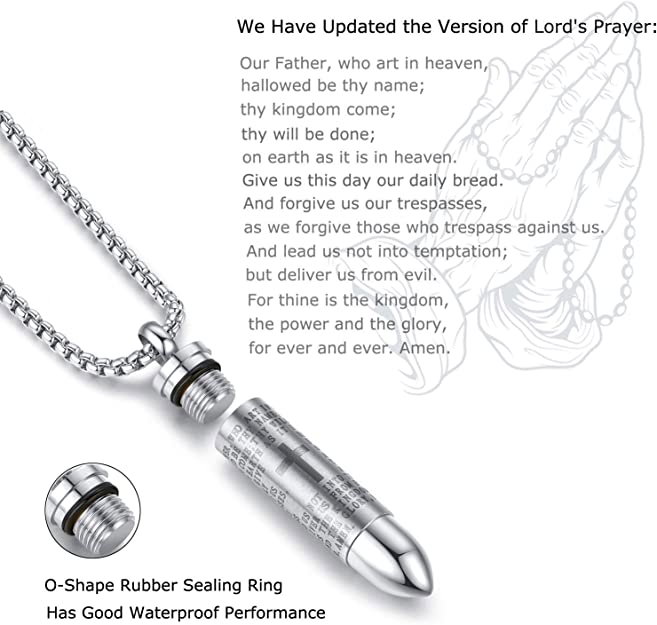 Colier inox cu glont si Tatal Nostru [3]