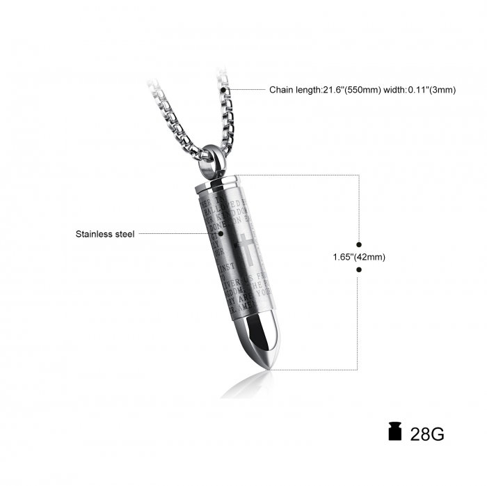 Colier inox cu glont si Tatal Nostru [4]