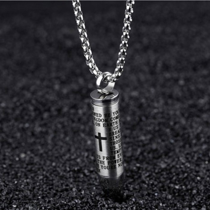 Colier inox cu glont si Tatal Nostru [6]