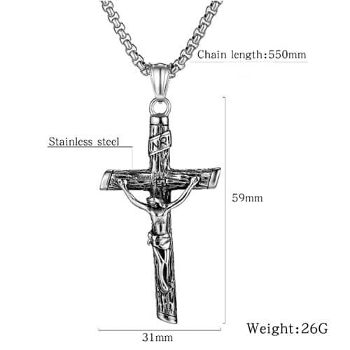 Colier inox lant si pandant cu Rastignirea lui Isus [5]