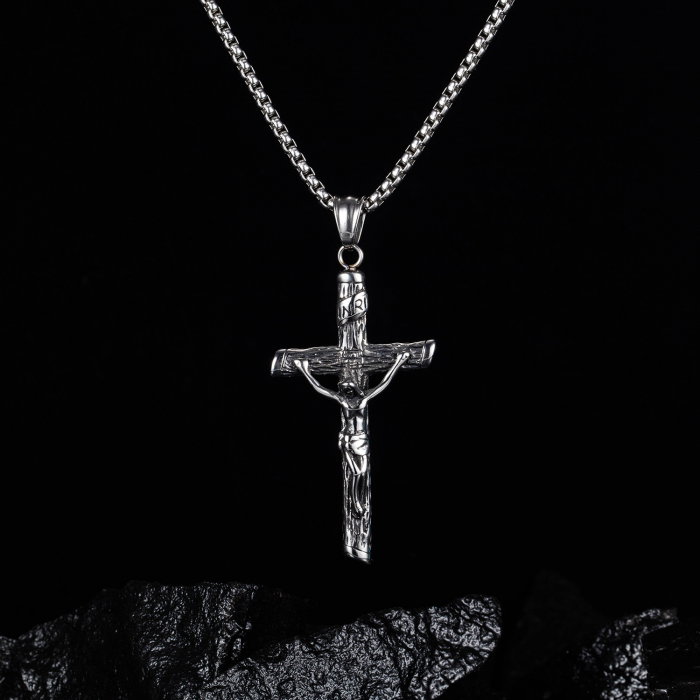 Colier inox lant si pandant cu Rastignirea lui Isus [4]