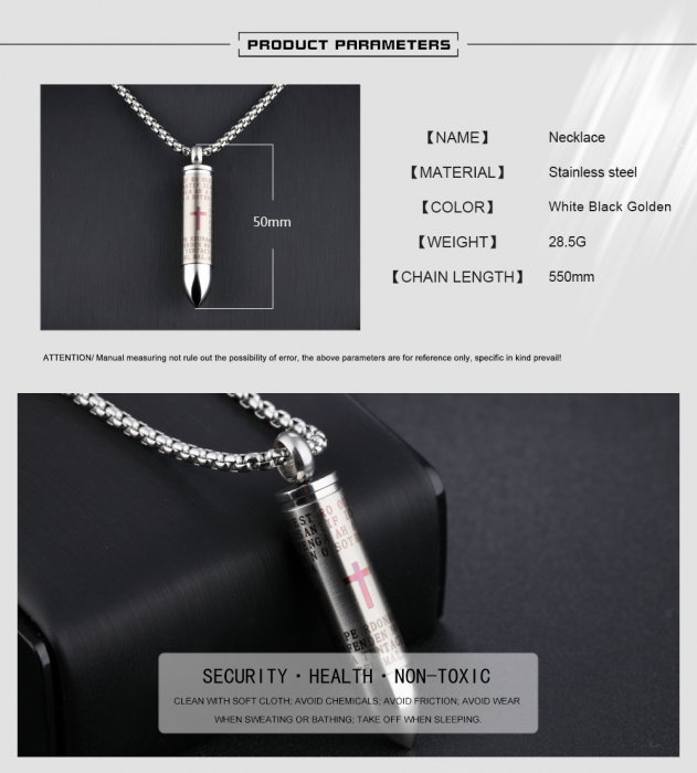 Colier inox cu glont si Tatal Nostru [5]