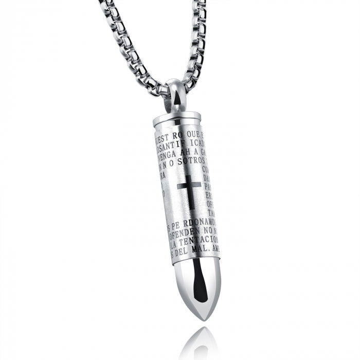 Colier inox cu glont si Tatal Nostru [1]