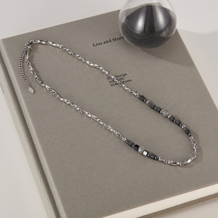 Colier inox cu hematite [14]