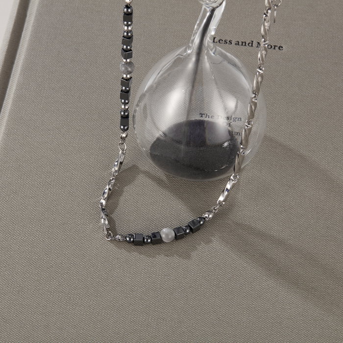 Colier inox cu hematite [4]