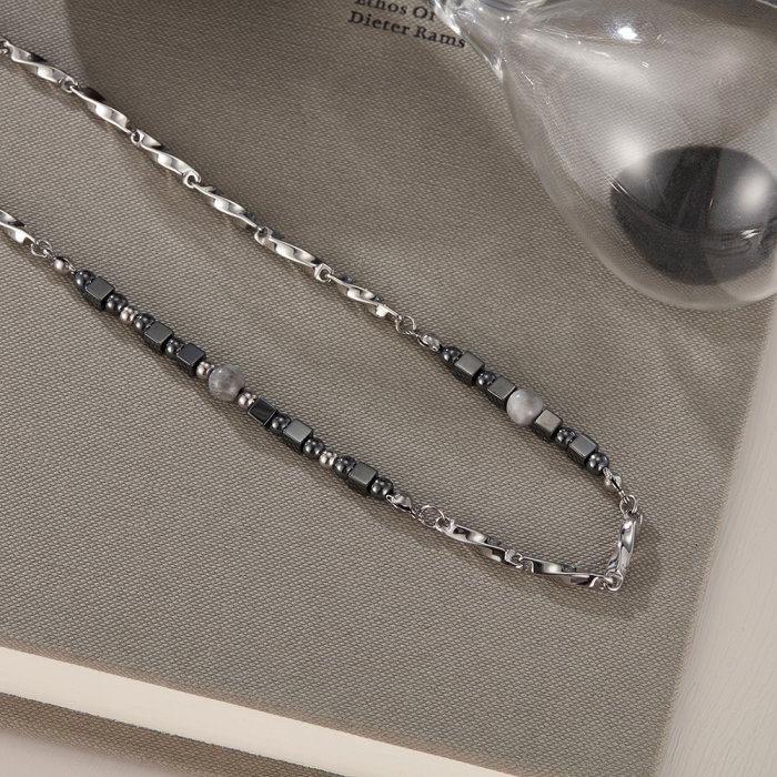 Colier inox cu hematite [5]