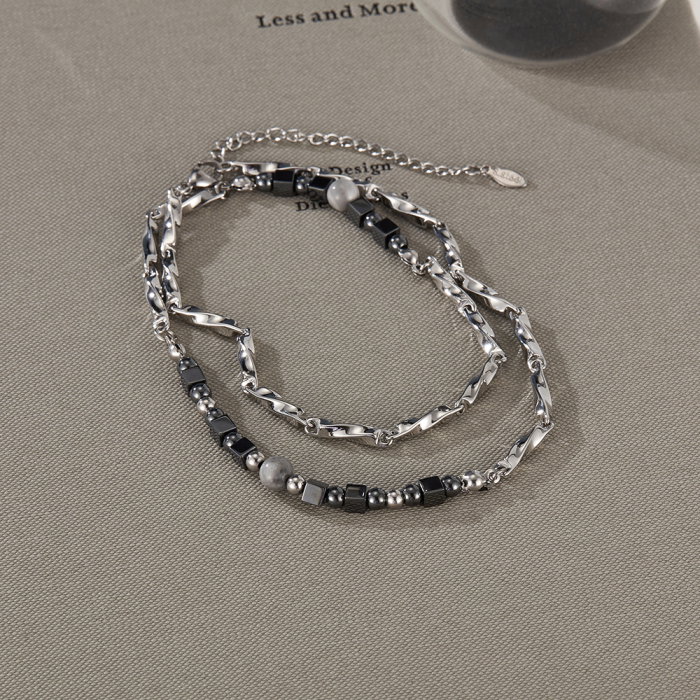 Colier inox cu hematite [8]
