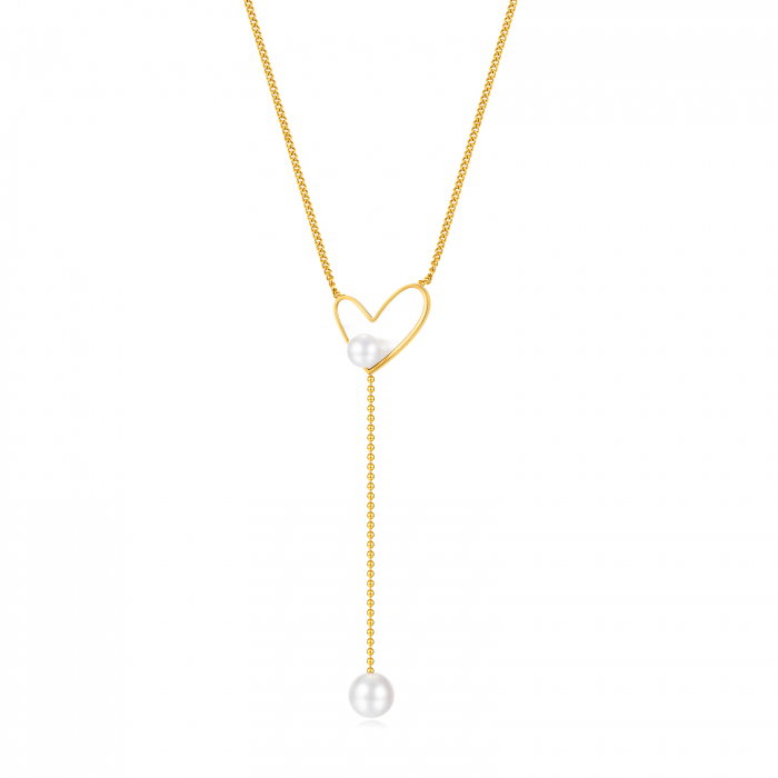Colier inox cu inima si perle [1]
