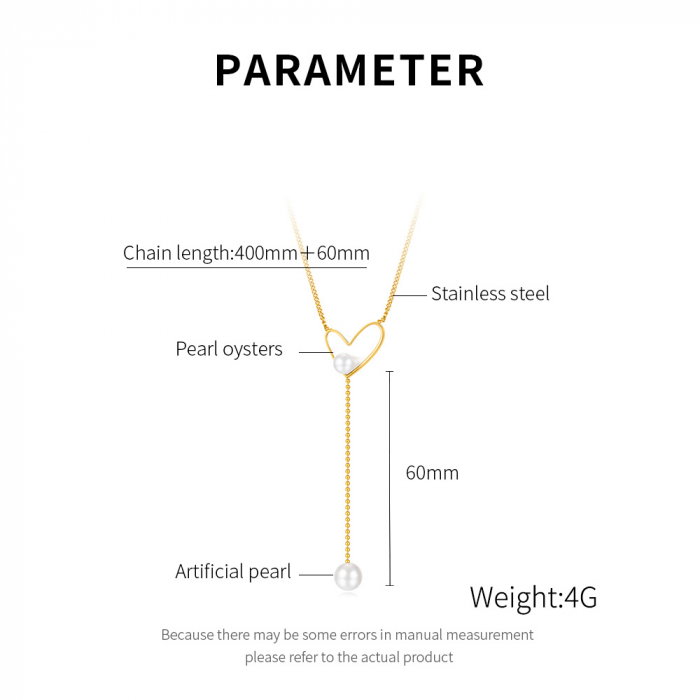 Colier inox cu inima si perle [5]