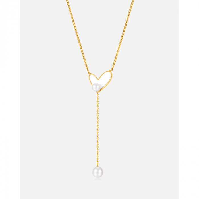 Colier inox cu inima si perle [13]