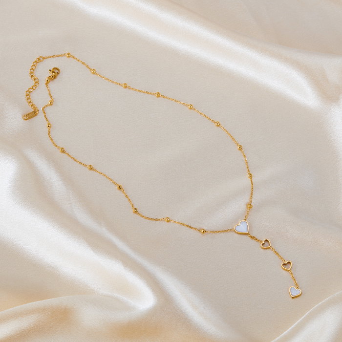 Colier inox cu inimioare si scoica [8]