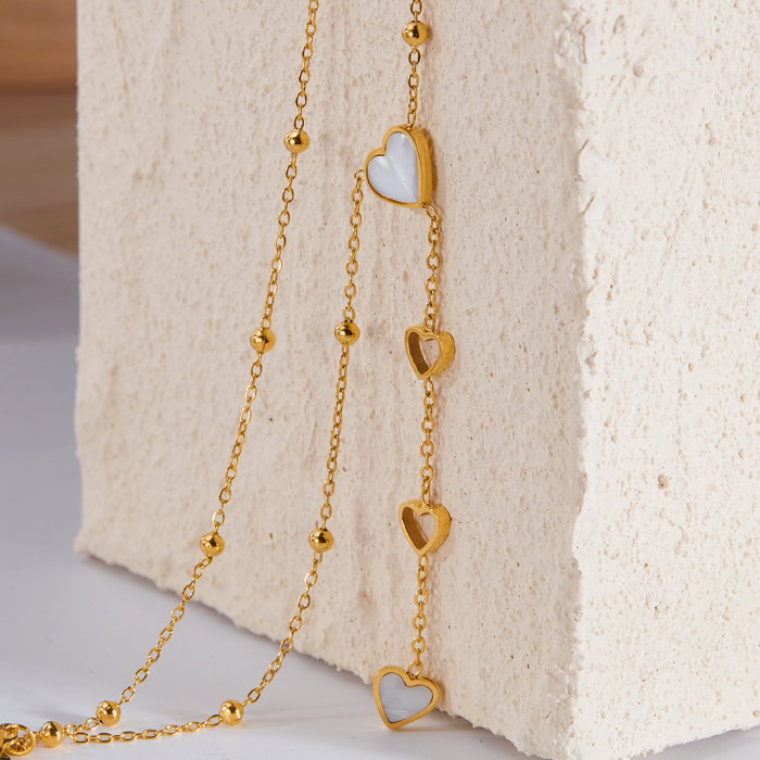 Colier inox cu inimioare si scoica [3]