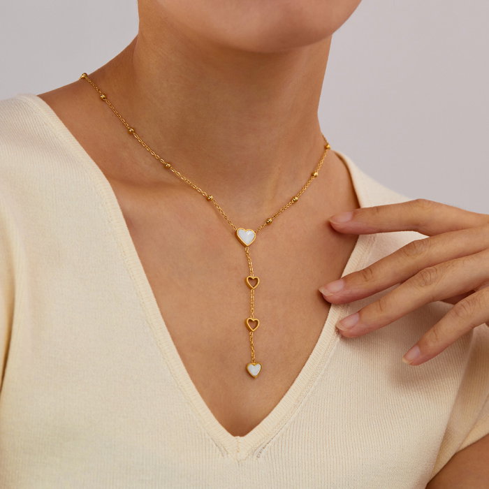 Colier inox cu inimioare si scoica [4]