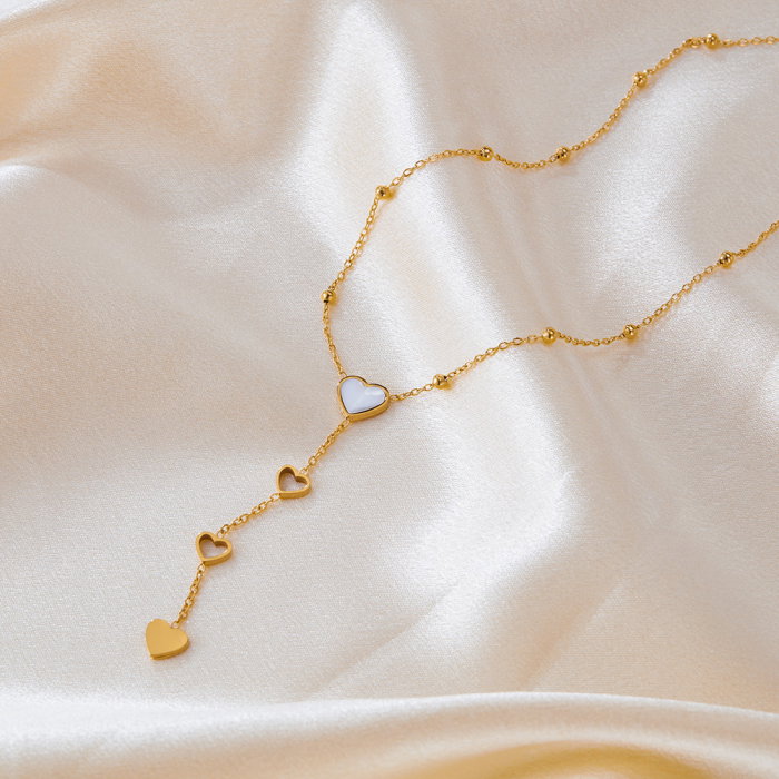 Colier inox cu inimioare si scoica [14]