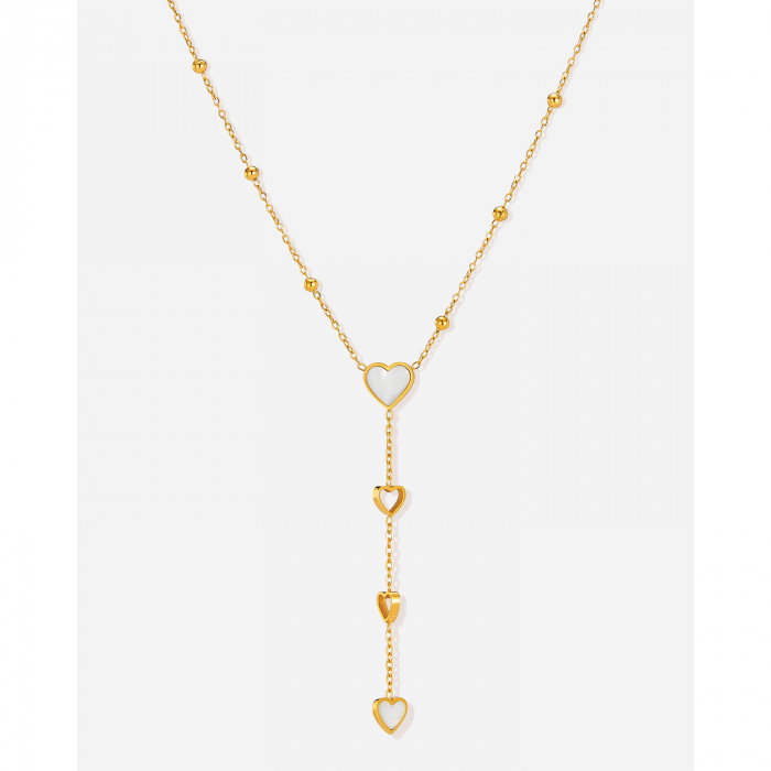 Colier inox cu inimioare si scoica [15]