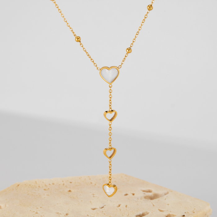 Colier inox cu inimioare si scoica [12]