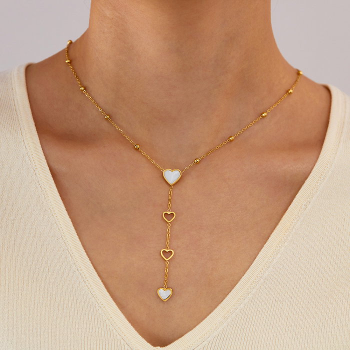 Colier inox cu inimioare si scoica [6]