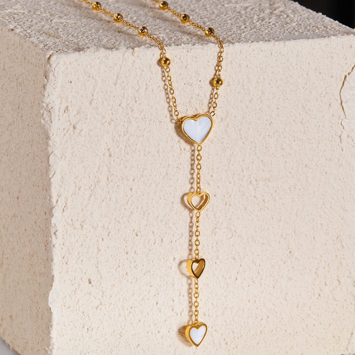 Colier inox cu inimioare si scoica [7]