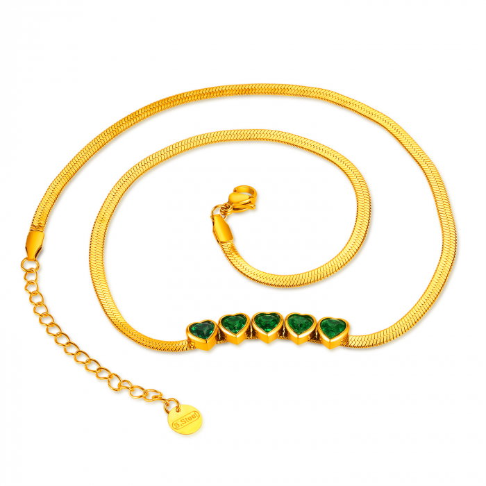 Colier inox cu inimioare verzi [1]