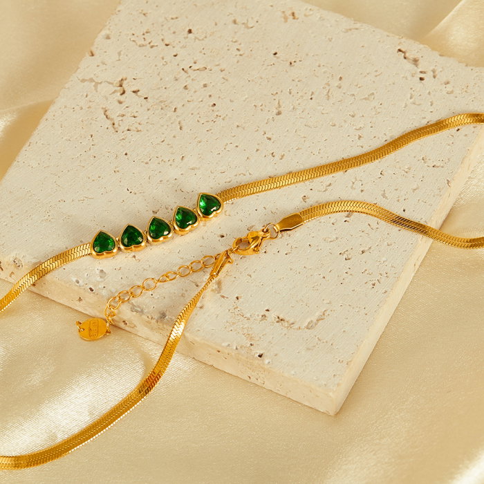 Colier inox cu inimioare verzi [14]