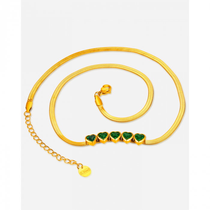 Colier inox cu inimioare verzi [8]