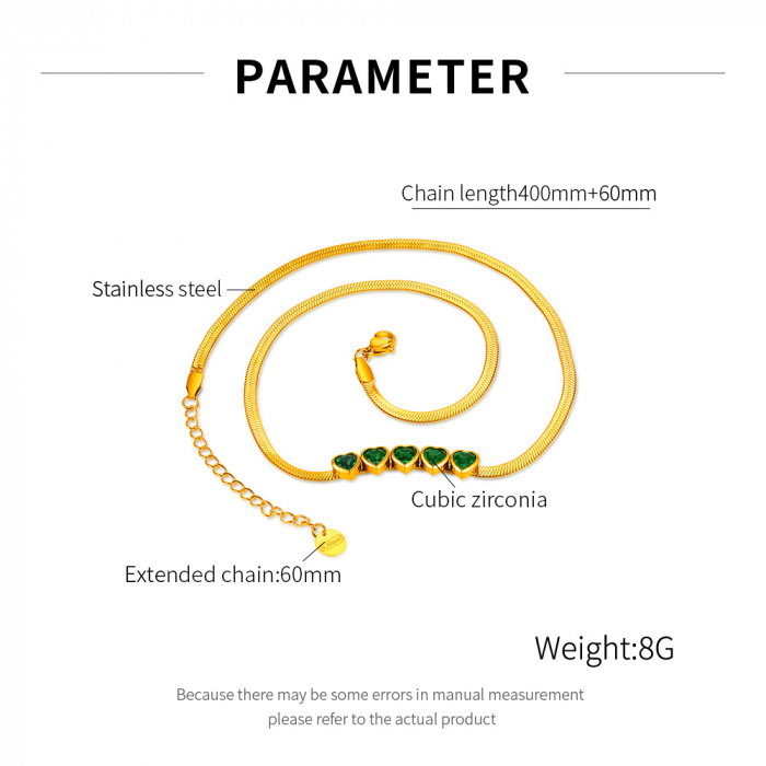 Colier inox cu inimioare verzi [13]