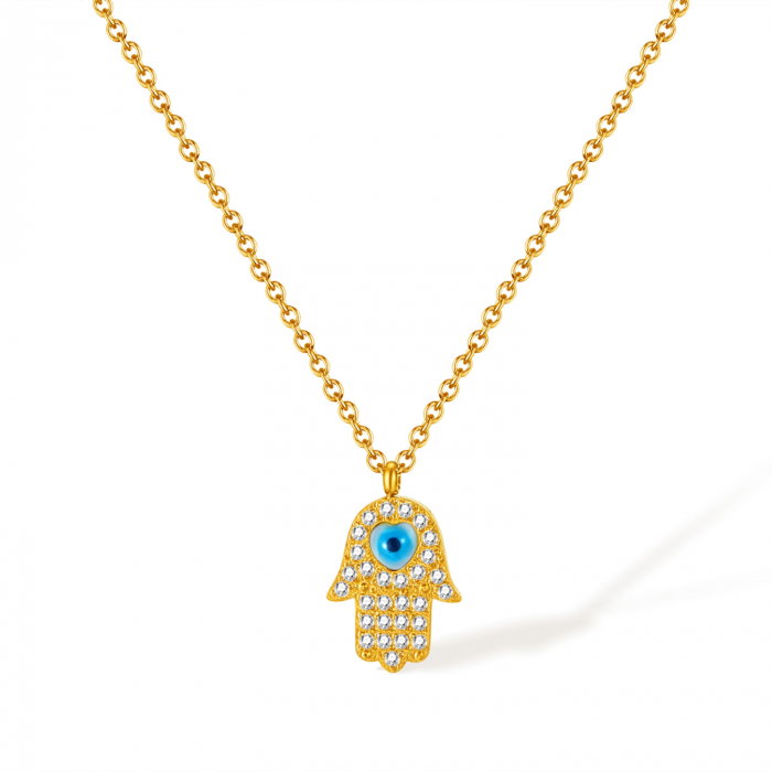 Colier inox cu Mana Fecioarei Maria si Ochi de Deochi [1]