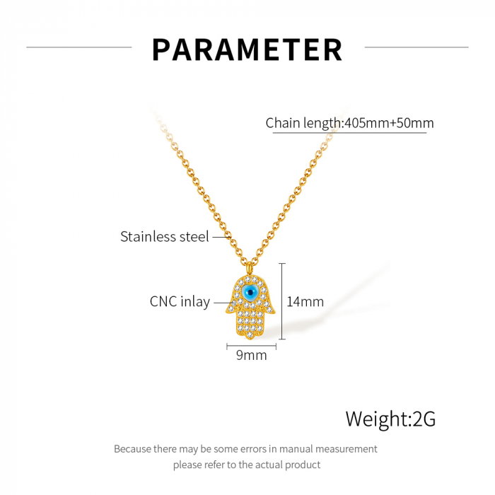 Colier inox cu Mana Fecioarei Maria si Ochi de Deochi [6]