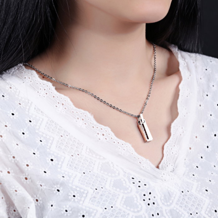 Colier inox cu mesaj "love devotion" 50 cm [15]