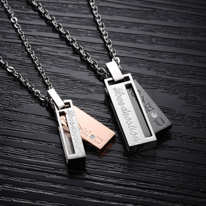 Colier inox cu mesaj "love devotion" 50 cm [6]