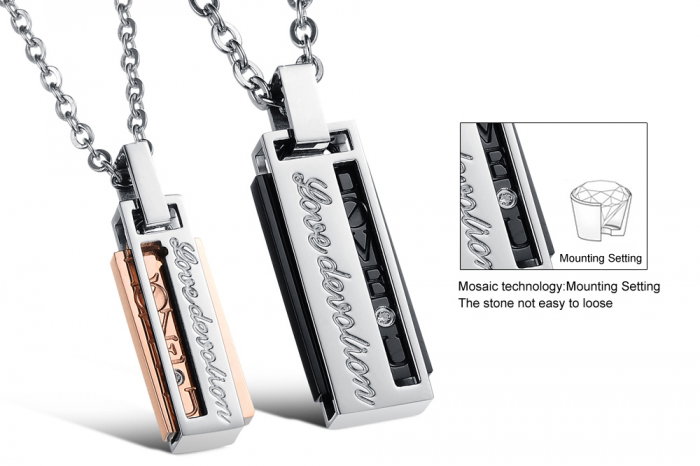 Colier inox cu mesaj "love devotion" 50 cm [9]