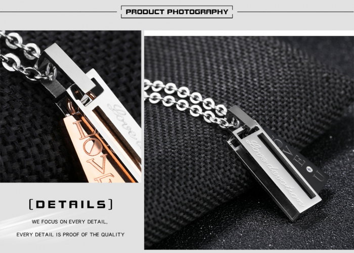 Colier inox cu mesaj "love devotion" 50 cm [17]