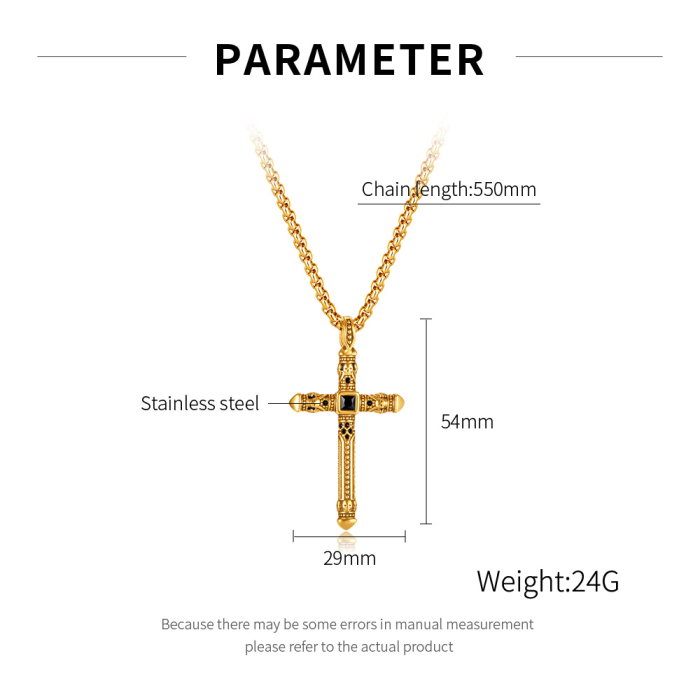 Colier inox cu pandantiv cruce stilizata vintage 70 cm [4]