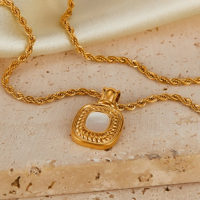 Colier inox cu pandantiv si Abalone [4]