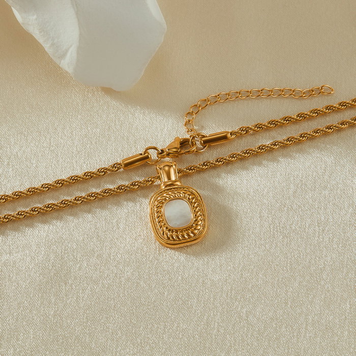 Colier inox cu pandantiv si Abalone [2]