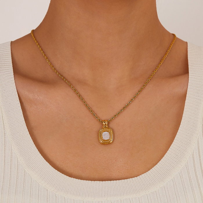 Colier inox cu pandantiv si Abalone [5]