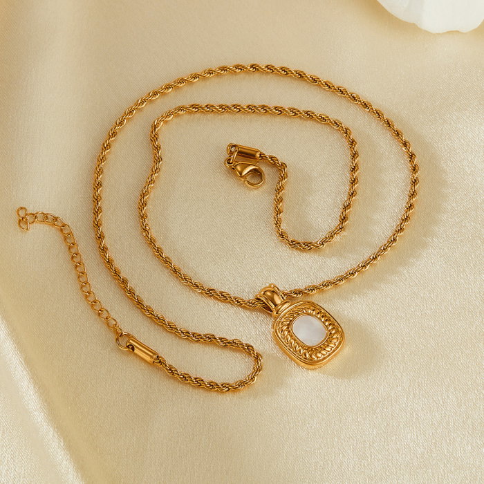 Colier inox cu pandantiv si Abalone [8]