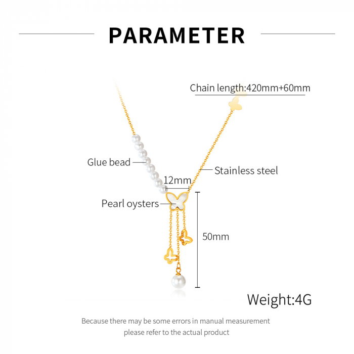 Colier inox cu perle si fluturasi [13]