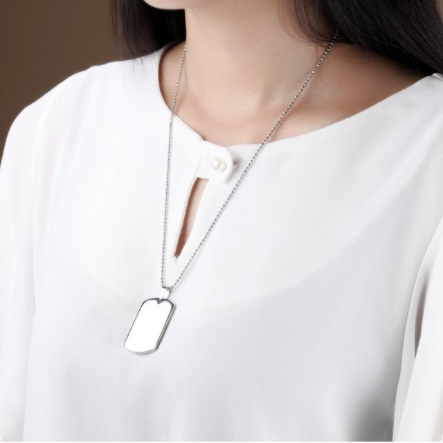 Colier inox cu placuta identificare si lant cu bilute [8]