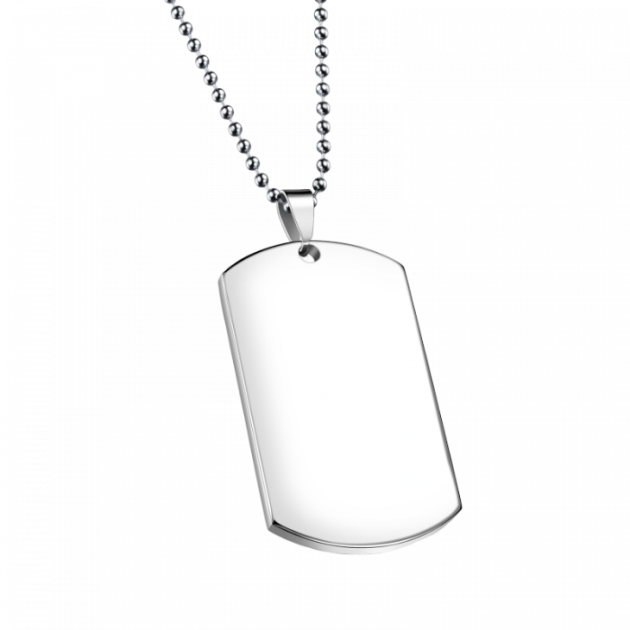 Colier inox cu placuta identificare si lant militar [1]