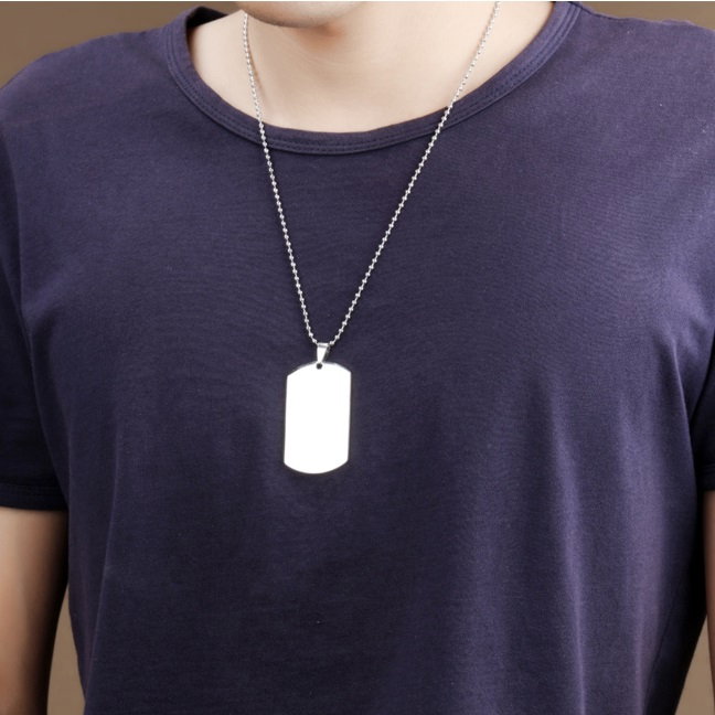 Colier inox cu placuta identificare si lant cu bilute [2]